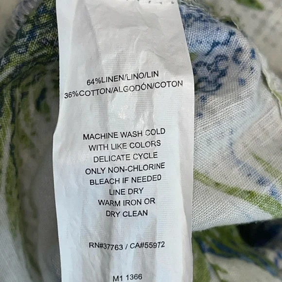 Cubavera Men's Shirt  4XLT Blue/White/Green Button Up Short Sleeve Leaf Print - Picture 11 of 11